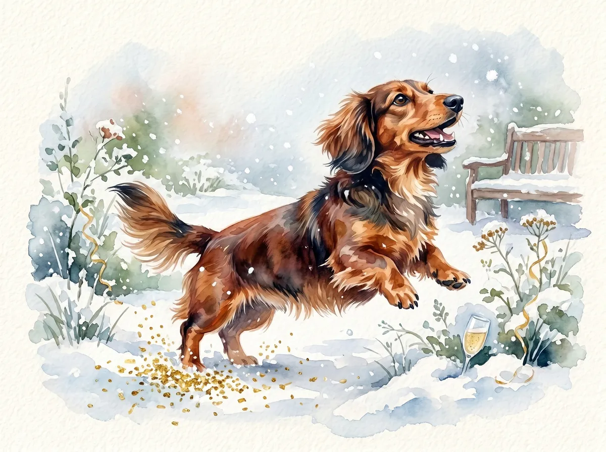 Dachshund watercolor calendar month 1